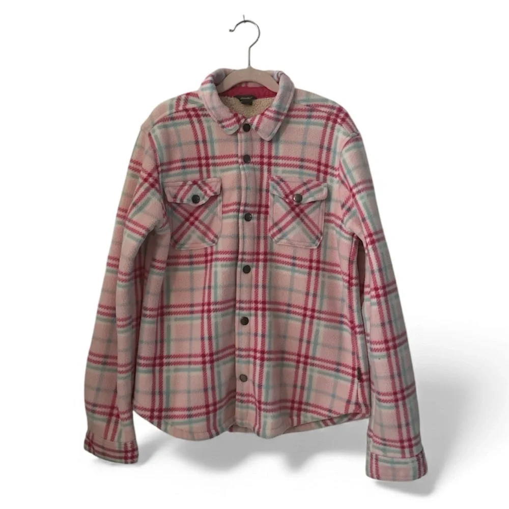 Eddie Bauer Faux Fur Plaid Button-Up Shacket Like New sz 14/16